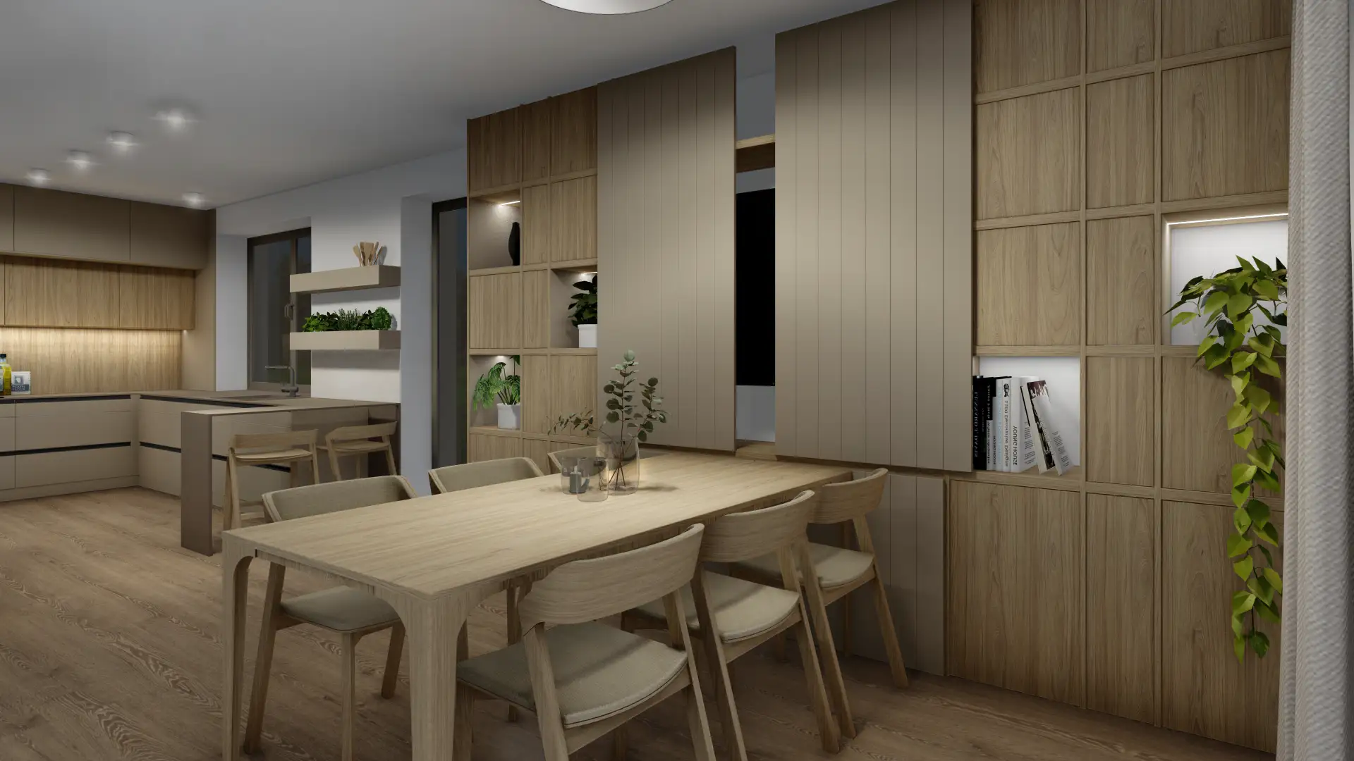 Návrh interiéru Karlovy Vary, obývací pokoj s kuchyní